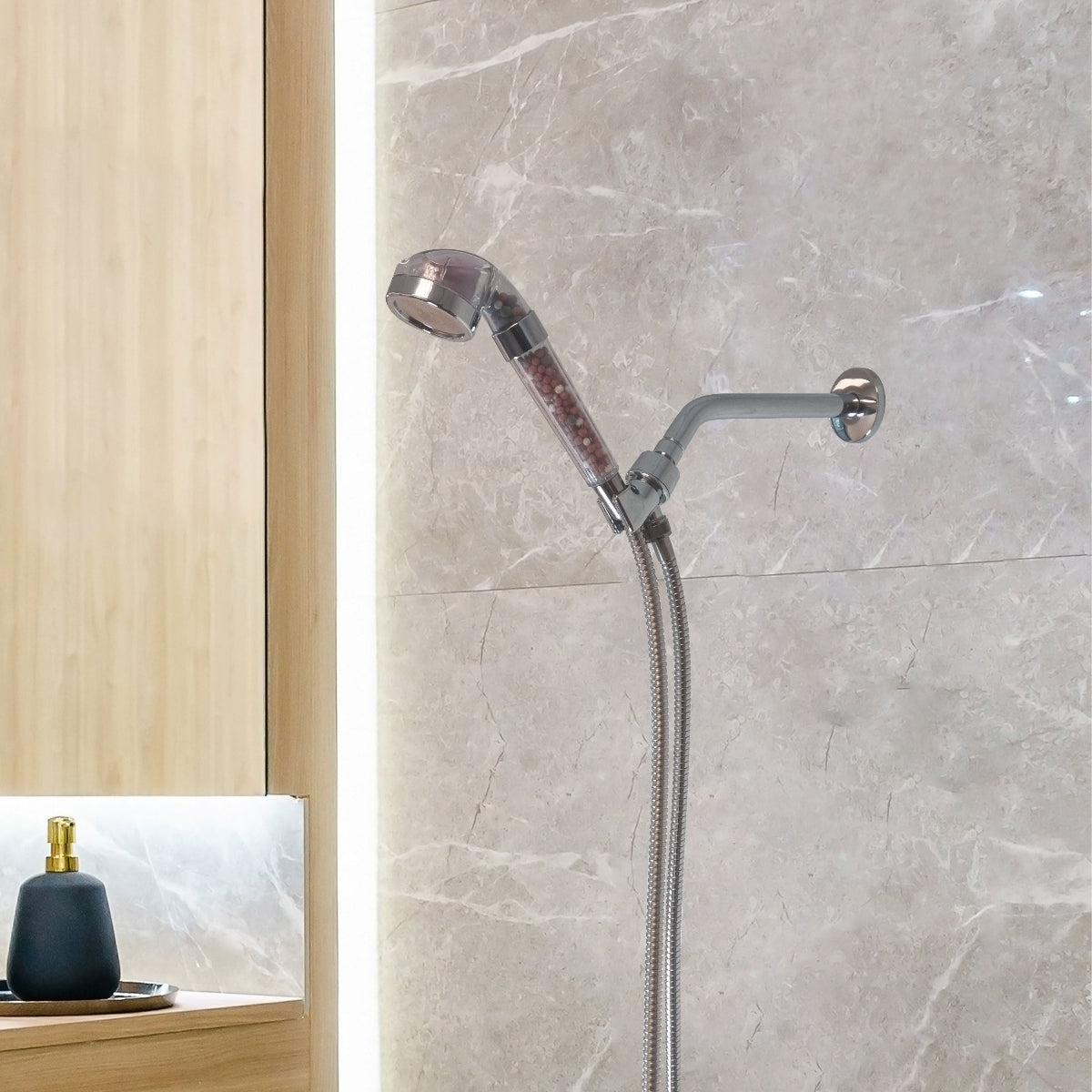 Kit essenziale per doccia con soffione ionico a LED
