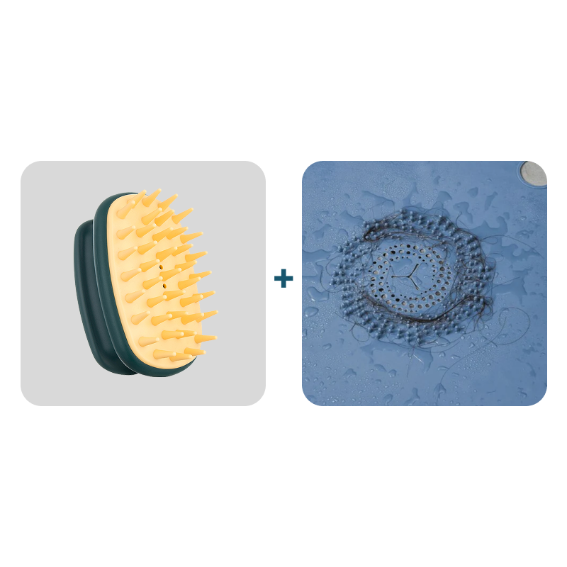 Pacchetto gratuito Ultimate Shower Care: massaggiatore per il cuoio capelluto & Acchiappa-capelli