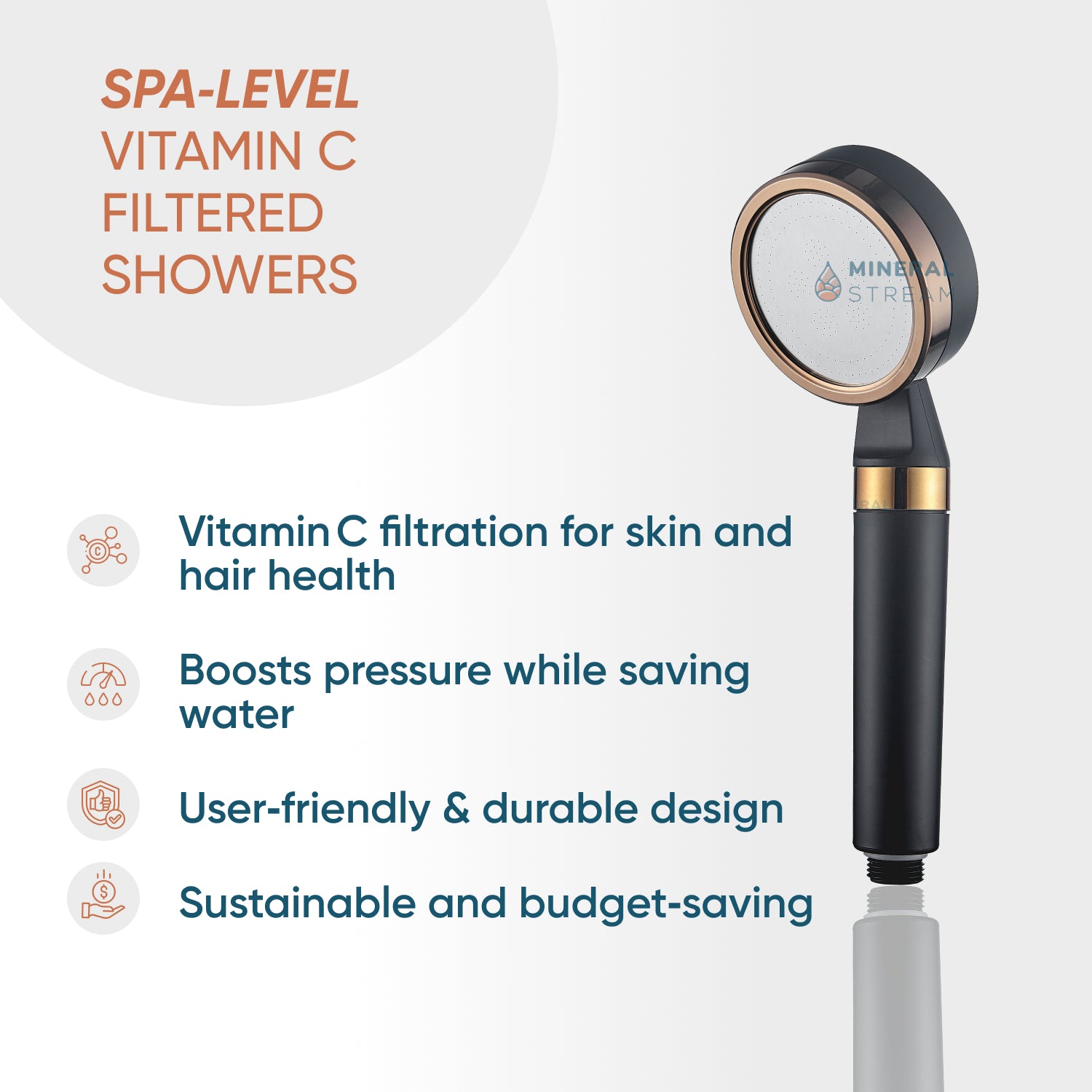 Soffione doccia MineralStream BLACK con Filtro Vitamina C