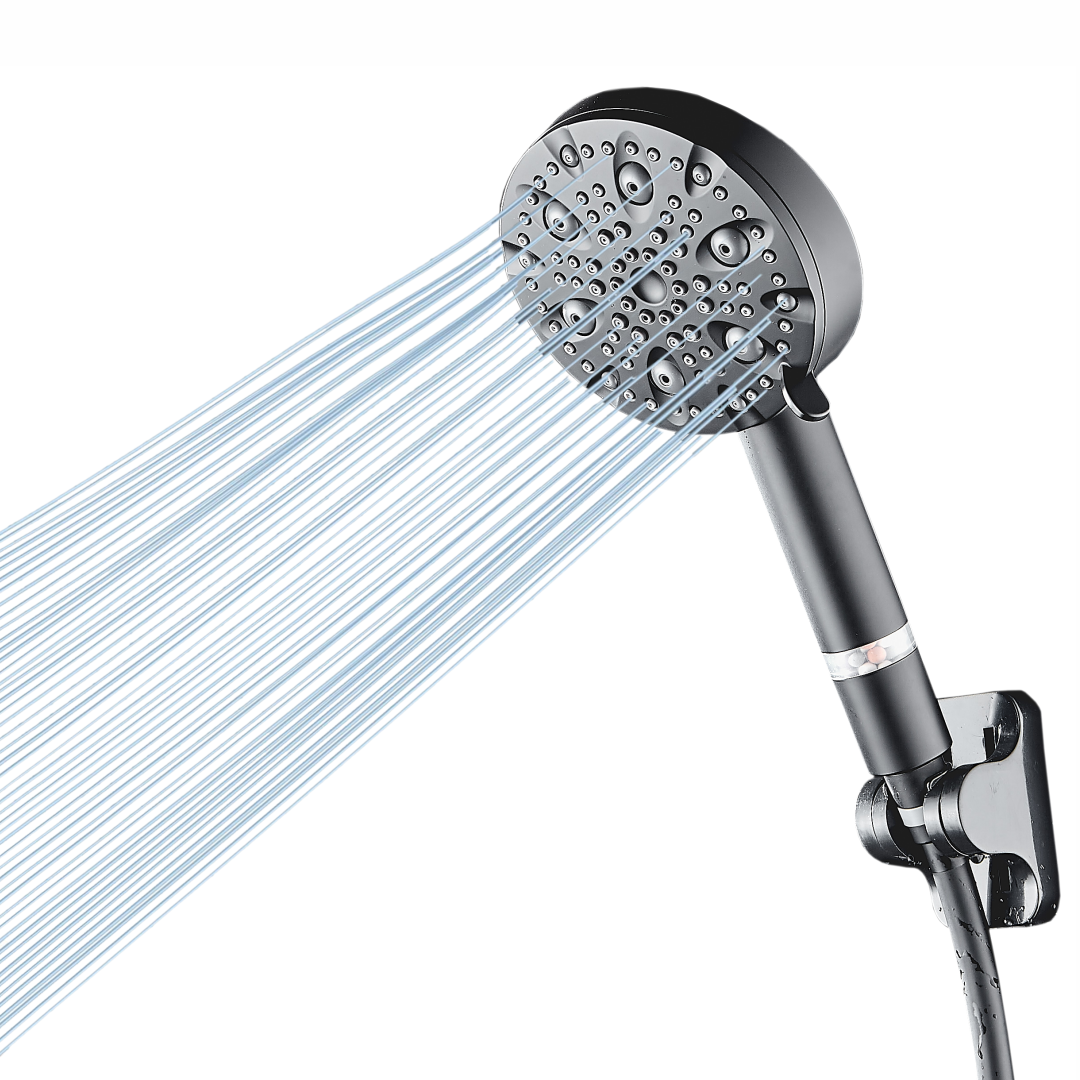 Soffione doccia ad alta pressione MineralStream Luxe 9 modalità (filtrato) - Nero aggiuntivo